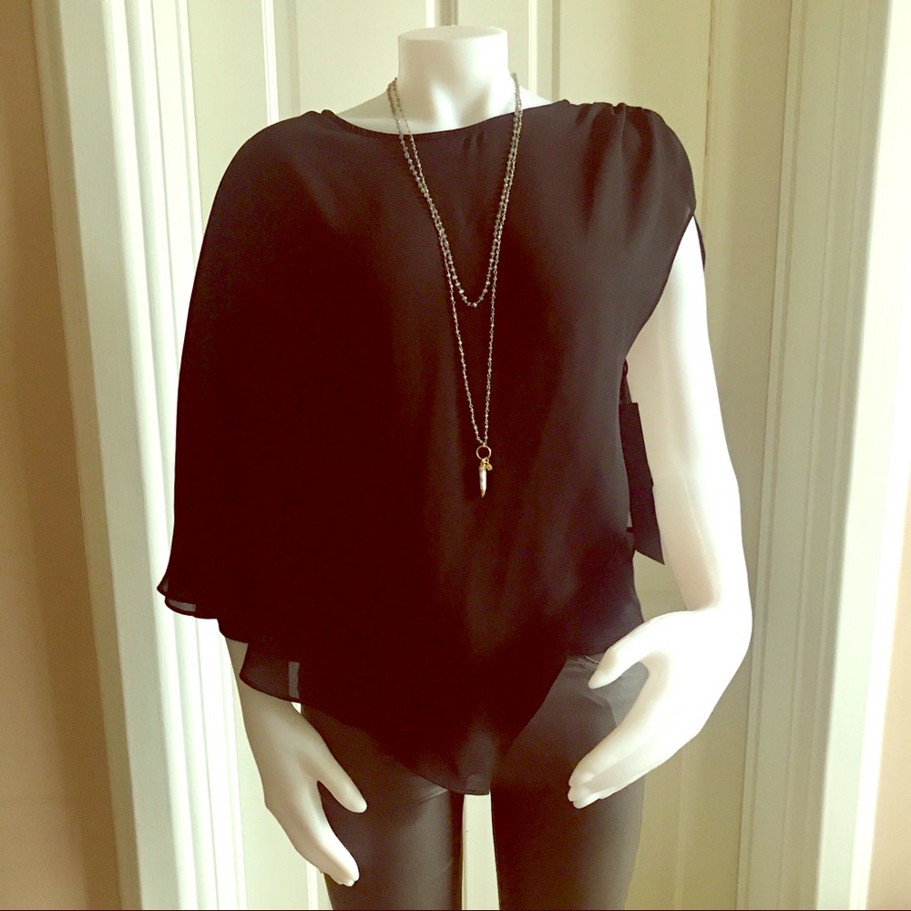 NWT Asym Chiffon Cape Top By Silva